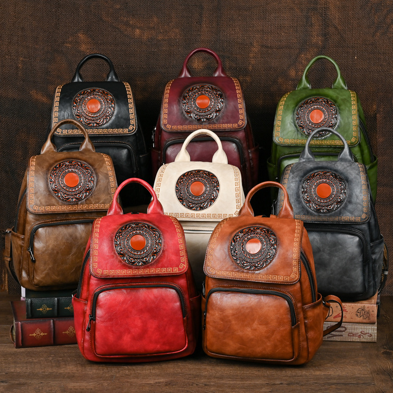 Johnature 2026 New Vintage Han - đánh giá và giá Leather Backpack Vintage